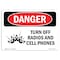 Signmission Safety Sign, OSHA Danger, 7" Height, Rigid Plastic, Turn Off Radios And Cell Phones, Landscape OS-DS-P-710-L-1706 - alternate 1